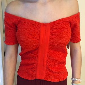 Red Nordstrom Off-the-Shoulder Shirt